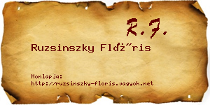 Ruzsinszky Flóris névjegykártya